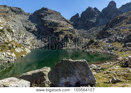 Amazing landscape of The Scary lake and Kupens peaks, Rila Mountain, Bulgaria