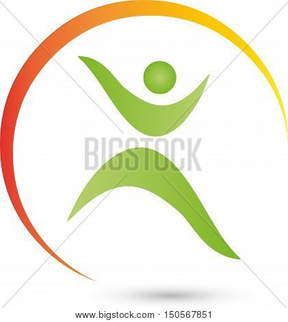 Huan and circle, fitness, health, naturopathic logo