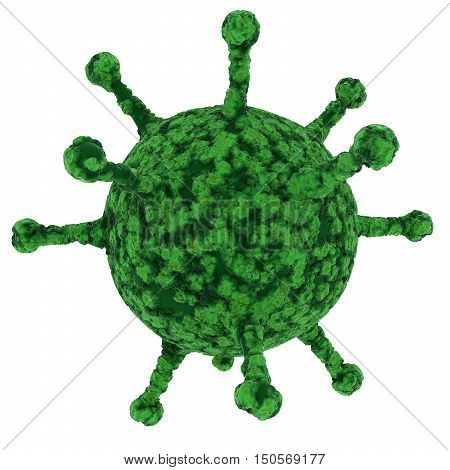 Green Virus Spore Isolated On Black Background - 3D Illustration