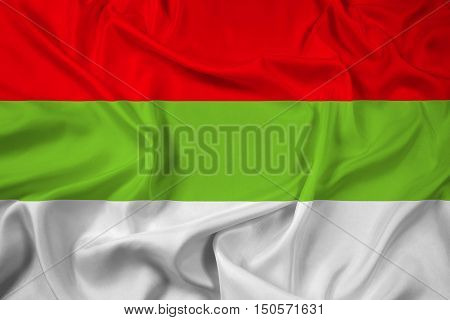 Waving Flag of Ipiales Colombia, with beautiful satin background. 3D illustration