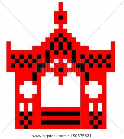 Vector schematic representation of Sumy gazebo.


Vector Image Sumy gazebo can be used to cross-stitch red and black. The image is made up of squares