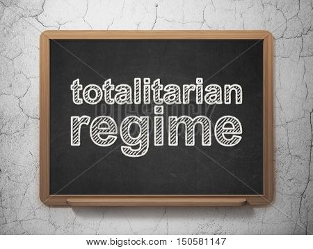 Politics concept: text Totalitarian Regime on Black chalkboard on grunge wall background, 3D rendering