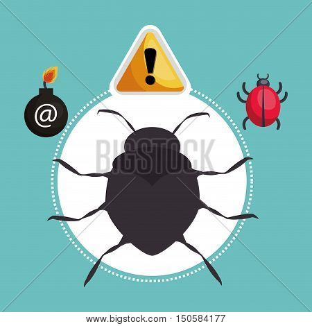 computer virus alert security system icon set. colorful design. vector illustration