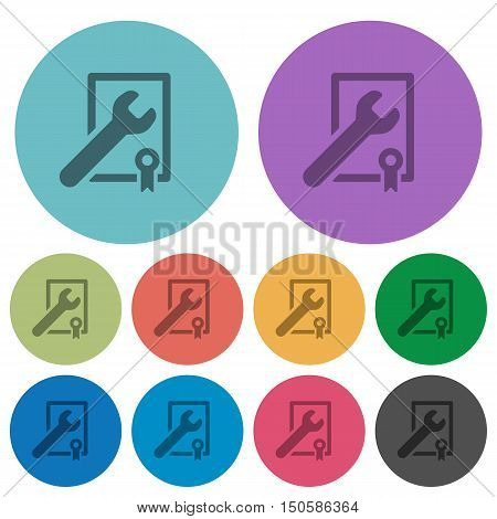 Color award winning support flat icon set on round background.