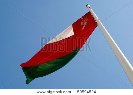 National Flag of the Sultanate of Oman in the Middle East