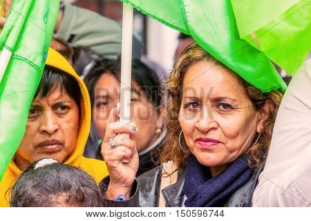 Banos De Agua Santa Ecuador - 23 June 2016: Crowd Gathered In The Center Of Banos De Agua Santa For The Ecuadorian President Rafael Correa Ecuador South America