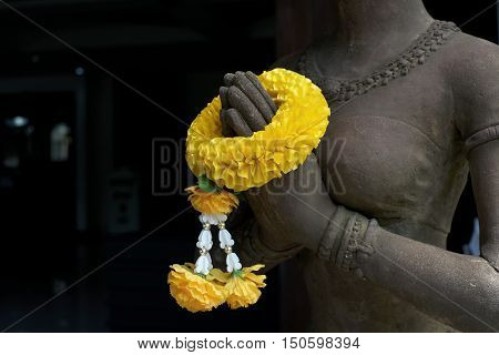 Stone Statue Detail Of Praying Hand