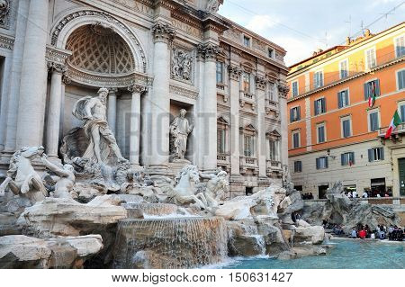 The Fontana di Trevi in Rome Italy.