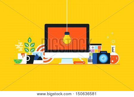 Creative work, Creative project. Flat design modern vector illustration.