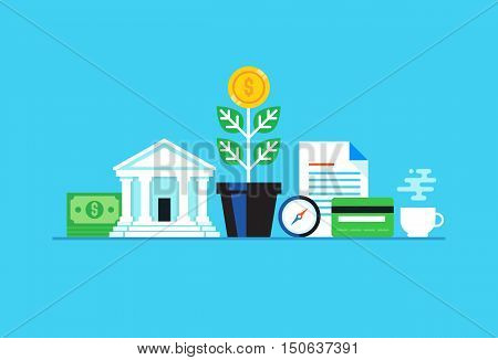 Money Growth. Flat design modern vector illustration concept.