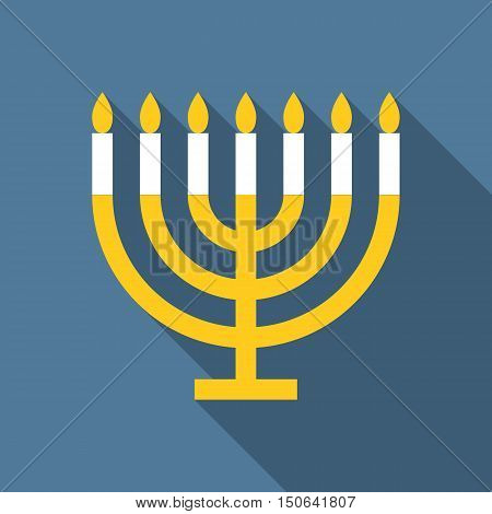 Vector menorah for Hanukkah, flat design with long shadow