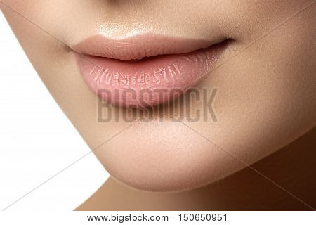 Perfect Lips. Sexy Girl Mouth Close Up. Beauty Young Woman Smile