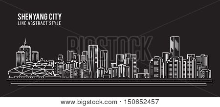 Cityscape Building Line art Vector Illustration design - Shenyang city