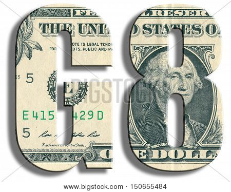 G8 Group Of 8 Most Powerful Countries. Us Dollar Texture.