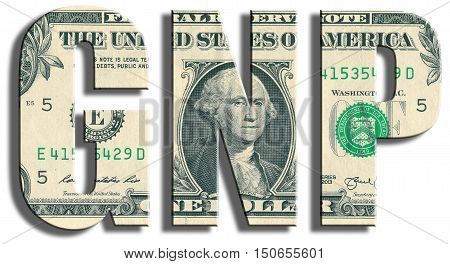 Gnp - Gross National Product. Us Dollar Texture.
