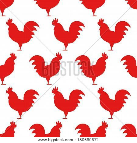 Red roosters seamless pattern. Chinese New year 2017.