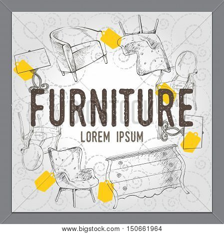 furniture design promotional material vector illustrations sale