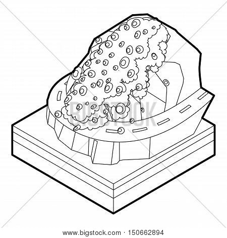 Rockfall icon in outline style on a white background vector illustration