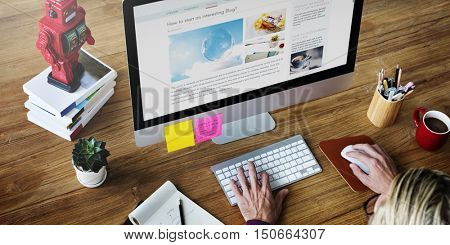 Working House Computer Blogger Concept