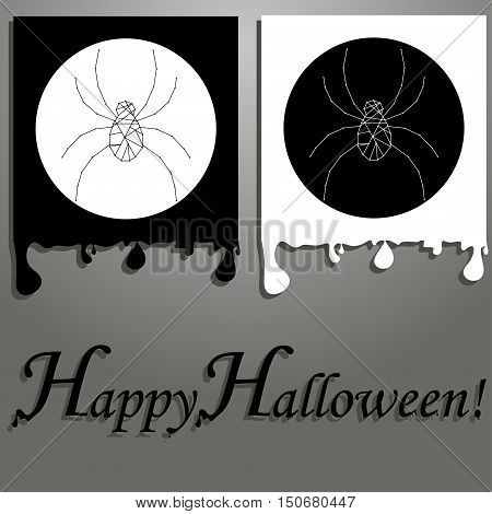 Simple Cards Illustration with Spiders for Halloween