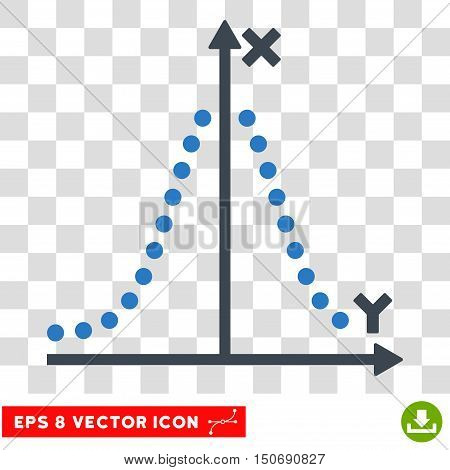 Vector Gauss Plot EPS vector icon. Illustration style is flat iconic bicolor smooth blue symbol on a transparent background.