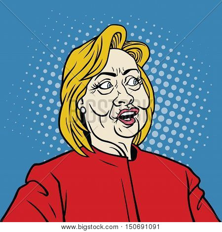 October 7, 2016: Hillary Clinton Pop Art Portrait Vector