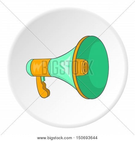 Mouthpiece icon in cartoon style isolated on white circle background. Loud sound symbol vector illustration