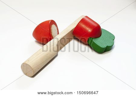 Kids carrot pear cut into pieces isolated on white.