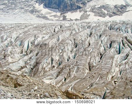 Beautiful ice seracs in a Caucasian mountains