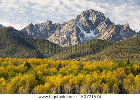 Autumn image of Mt. Sneffels in the San Juan Mountains is Southwest Colorado