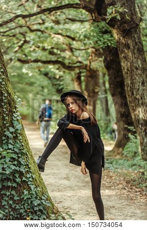 Sexy Halloween Woman In Forest