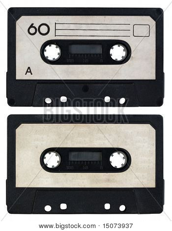 audiocassetta isolato su sfondo bianco. lato A e B