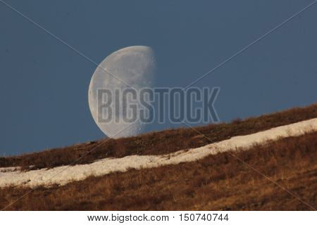 moon, landscape, autumn, mountains, planet, satellite, species, fall, mountain landscape