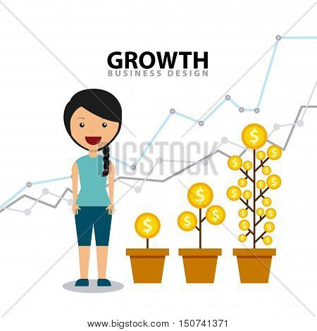Business growth funds flat icons vector illustration design