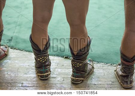 traditional shoes of a mongolian wrestler in Ulaanbaatar, Mongolia
