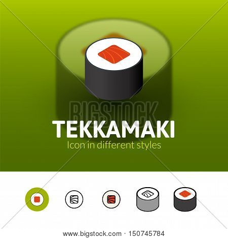 Tekkamaki color icon, vector symbol in flat, outline and isometric style isolated on blur background