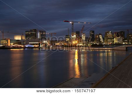 Panoramic View Of Modern buildings in Oslo Norway