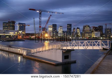 Panoramic View Of Modern buildings in Oslo Norway