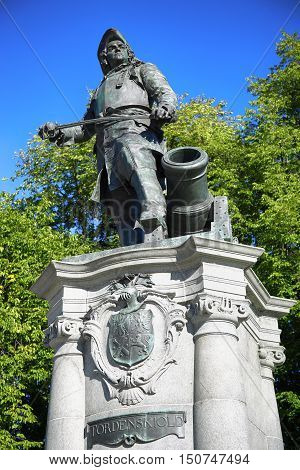 statue of Admiral Peter Tordenskjold in Oslo Norway