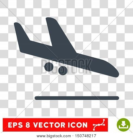 Vector Aiplane Landing EPS vector pictogram. Illustration style is flat iconic smooth blue symbol on a transparent background.