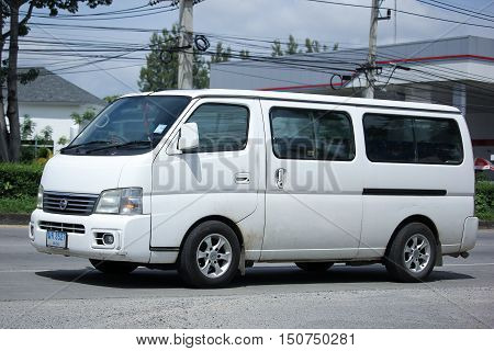 CHIANGMAI THAILAND - OCTOBER 2 2016: Private Nissan Urvan Van car. Photo at road no.121 about 8 km from downtown Chiangmai thailand.