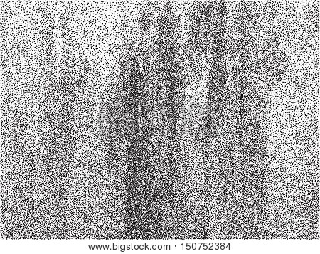 Halftone dots vector texture overlay. Black and white color abstract grainy background.