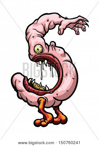 Illustration digit creature '5' figure with deformed body