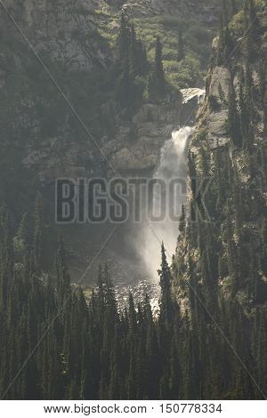 mountains, ridges, nature, Gornyy landscape, mountain landscape, summer, summer in the mountains, Kyrgyzstan, Barskaun gorge, waterfalls, waterfall