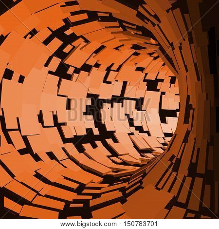 Abstract Tunnel. Futuristic Style. 3D Abstract Surface. Turning Tube Tunnel. Perspective Background. Data visualisation