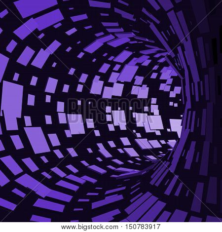 Abstract Tunnel. Futuristic Style. 3D Abstract Surface. Turning Tube Tunnel. Perspective Background. Data visualisation