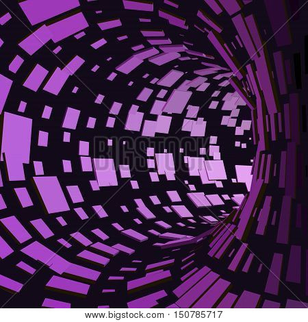 Abstract Tunnel. Futuristic Style. 3D Abstract Surface. Turning Tube Tunnel. Perspective Background. Data visualisation