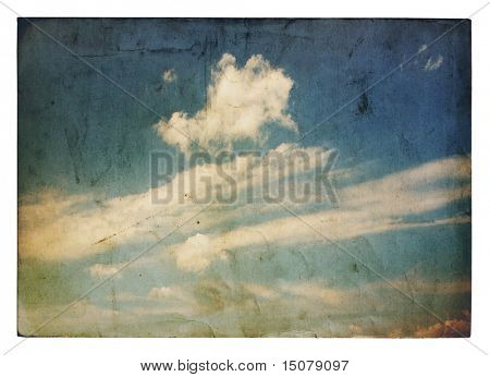 Antica illustrazione grungy, cloudscape beautifu