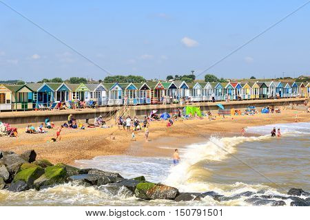 Crowded Beach At Southwold In Uk