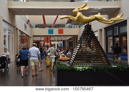 DALLAS, TX - SEP 17: NorthPark Center in Dallas, Texas, as seen on Sep 17, 2016. The center has over 235 stores and is the first shopping center featured on Vogue Magazine.